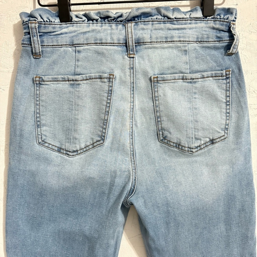 Ashley Mason Light Blue Denim Jeans Paperbag High Rise Skinny Raw Hem Sz 7 - Picture 10 of 14